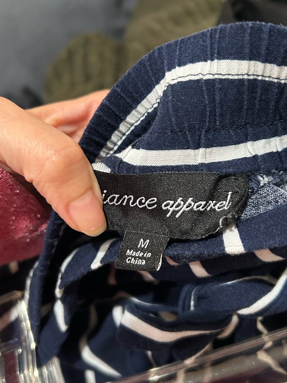 Ambiance Apparel Navy Blue and White Striped Trousers